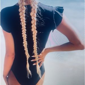 Womens Swim suit,Bathing suit or Bodysuit one piece with quarter zip